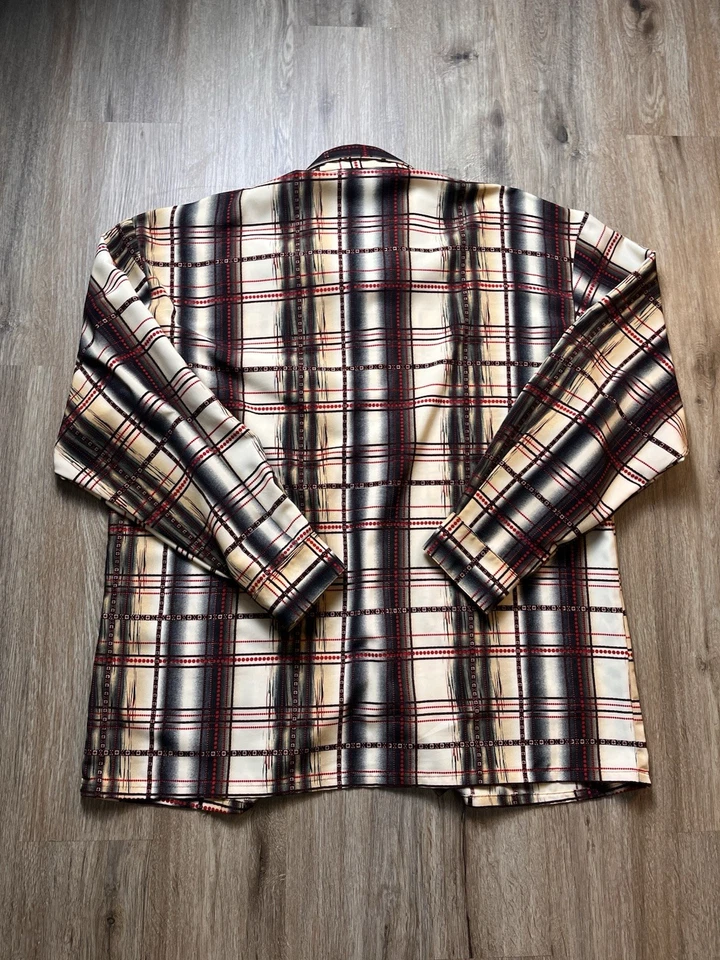 Men's Vintage Monzini Collection Brown tan Button Up Shirt Size L - Image 3 of 3