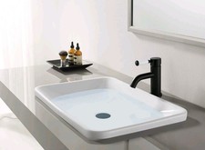 Kingston Brass LS8220DPL Paris 1 Hole Bathroom Faucet White Handle Matte Black