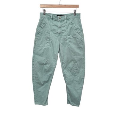 Veronica Beard Charlie Barrel Leg High Rise Jeans Teal Green Womens Size 27