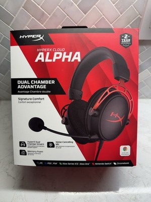 HyperX Cloud Alpha Wired DTS Headphones - Black Red Pc PS5 Xbox Gaming Headset