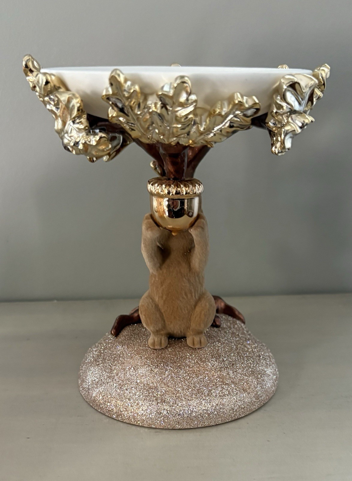 Bath & Body Works SQUIRREL w/ACORN 3-Wick Candle Pedestal Holder Original Box