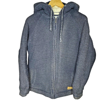 Weird Fish Camborne Borg Lined Full Zip Hoodie Blue Women 14 Sherpa Fleece Lined