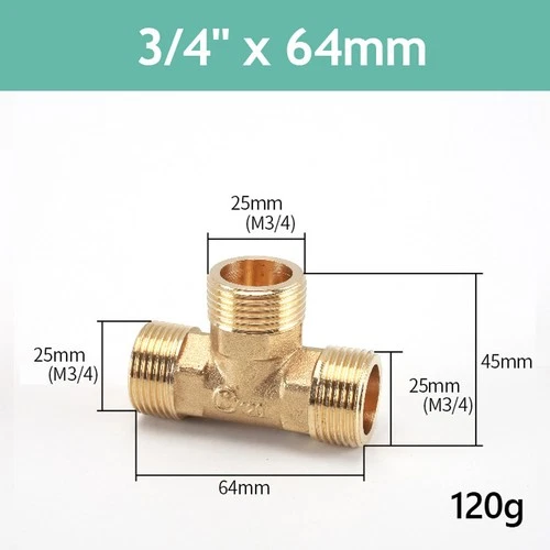 Messing T-Stück Fittinge 1/2" 3/4" Wasser Luft Rohr Verbinder Gewindefitting