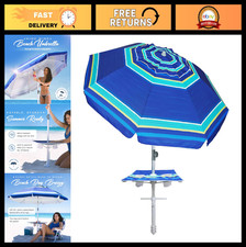 7ft Heavy Duty Beach Umbrella with Sand Anchor, Tilt Pole, UPF 50 , Portable Out