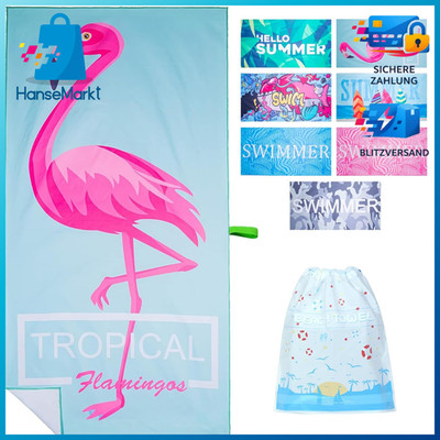 Strandtuch Mikrofaser 180x90 Sandabweisend Schnelltrocknend Flamingo für Strand