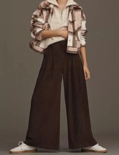 Anthropologie Maeve The Avery Pants Womens 14 Pleated Corduroy Wide Leg Palazzo