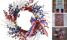 4th of July Wreaths for Front Door 22 Inch Patriotic Wreath American Red White
