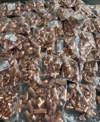 100 x 15 mm Kupfer Ellenbogen/Geraden/T-Stücke Endvorschub Fitting Pack DIY/Großpackung/Restposten 