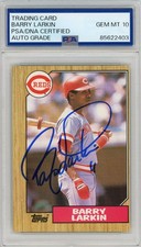 1987 Topps Barry Larkin SIGNED #648 RC Rookie Card Cincy Reds PSA 10 AUTOGRAPHED