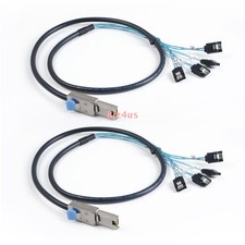2xMini SAS SFF-8088 to 4x SATA 7Pin Mini-SAS Male TO SATA Adapter Cable 1M/3.3ft