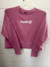 Nike Women's Cropped Oversized Crew Neck Pink Sweatshirt Sz M