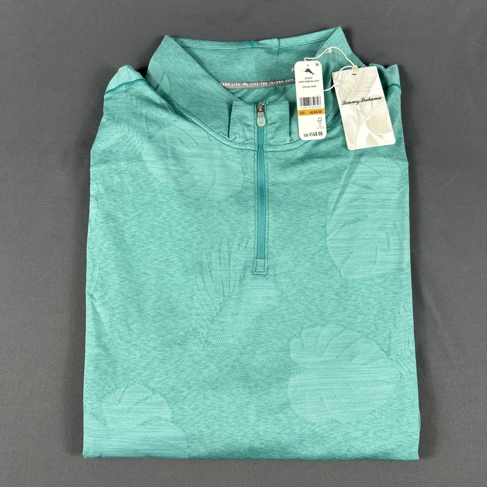 Tommy Bahama Golf Pullover Delray Frond Print 1/4 Zip 4XLB Green NWT MSRP $148