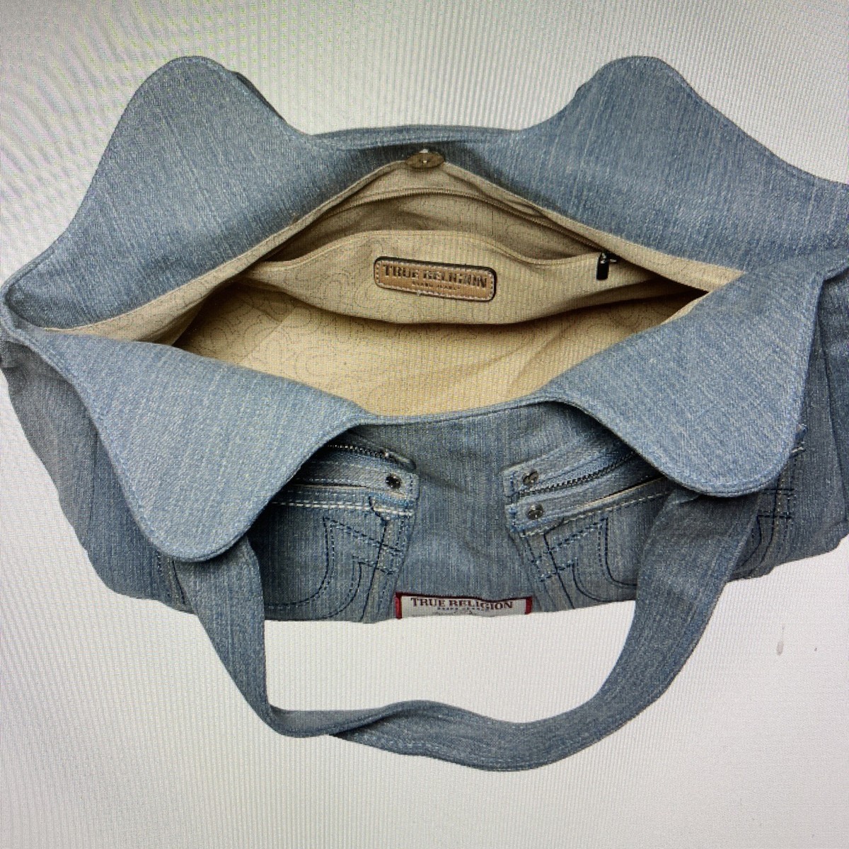 TRUE RELIGION Denim Pocket Horseshoe Logo Shoulder Crossbody Bag