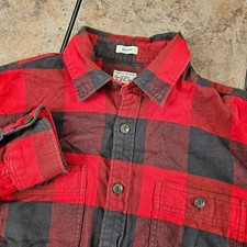 J Crew Classic Red Black Buffalo Plaid Flannel Shirt Men's Medium Cotton