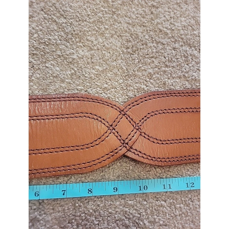 Cinturón Linea Pelle Cuero Marrón Hecho a Mano Pequeño Latón Foto 3 de 4