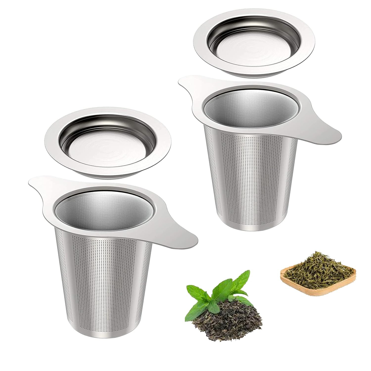 2pcs Large Capacity Stainless Steel Tea Strainer Infuser with Fine Mesh
