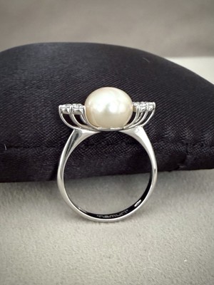 Made in Italy ROBERTO DeMEGLIO Namuri Diamant Perle Weißgold Ring Größe 56 EU