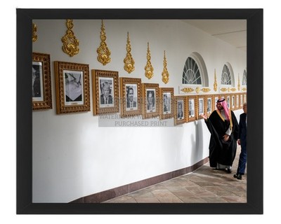 PRESIDENT DONALD TRUMP AND CROWN PRINCE SAUDIA ARABIA WALKING 8X10 FRAMED PHOTO