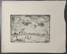 Rudolf Koch, „Gewitter", Radierung auf Bütten, handsigniert mit Bleistift
