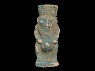 Altägyptische Antiquitäten seltene Gott Bes Fayence Statue Amulett blaue Patina Figur