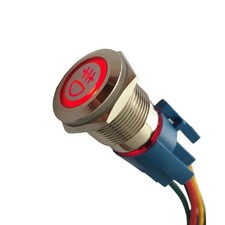 12v Car Vehicle Blue LED Light Fog Switch Stainless Steel Toggle Push Button