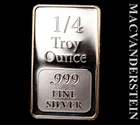 One Quarter Troy Ounce .999 Fine Silver Bar - Scarce  No Reserve  #L4793