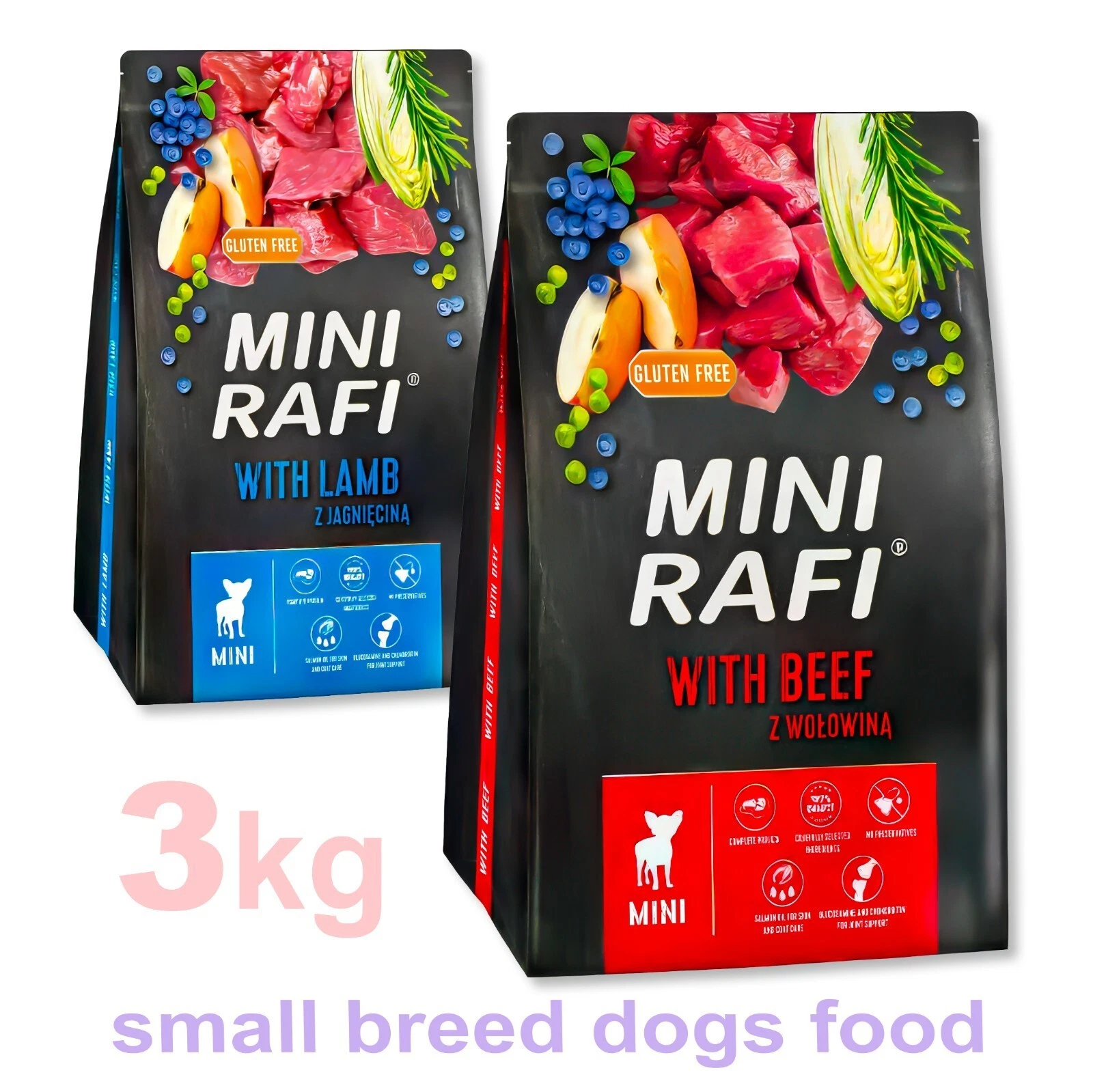 Healthy Gluten Free DRY Dog Food MINI RAFI for SMALL BREED DOGS - DOLINA - 3kg