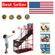 Red Arcade Basketball Game Set for Kids Age 3-12 - Fun Indoor Hoop with 4 Balls