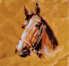 VTG 70's "Exclusive Design" Shades of Orange Equestrian Horsehead Acetate Scarf