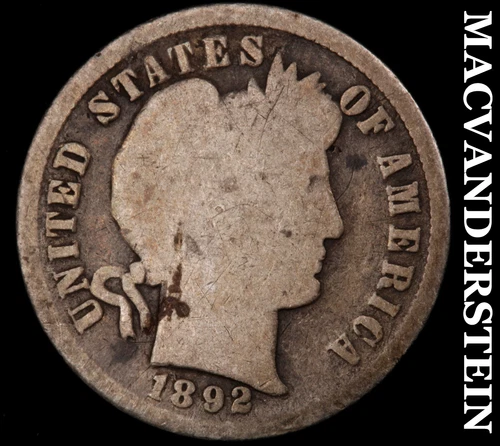1892 Barber Dime- Silver- Scarce Better Date No Reserve #J830