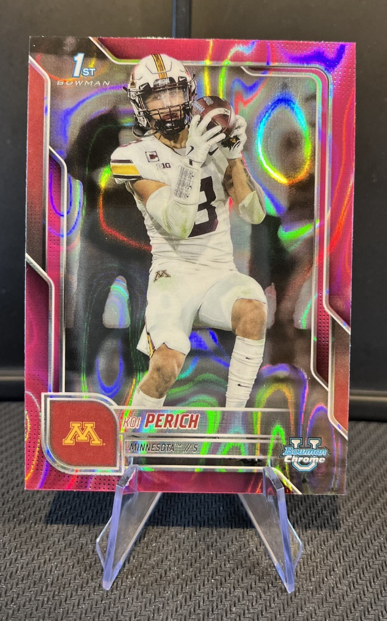 2025 Bowman University Chrome Koi Perich #116 Pink Lava Refractor - Minnesota
