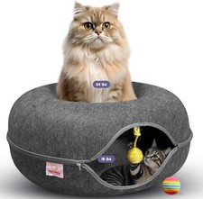 Peekaboo Cat Tunnel Bed with Hanging Ball Toy   Large Cat Tunnels Furniture