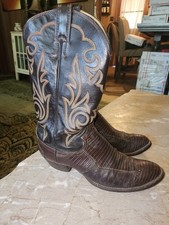 Stivali da cowboy western vintage Justin Lizard in pelle 8387 marrone da uomo 8,5D