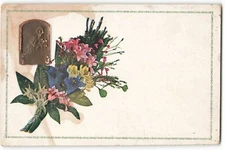 Camp card colorful flowers military German VTG Postcard ME7.
