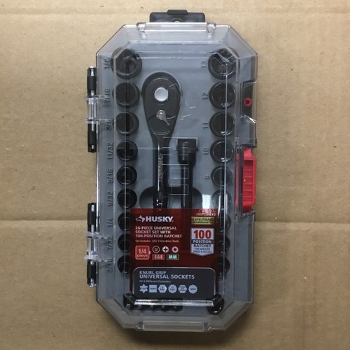 Husky 26 Pc. 1/4 Universal Socket Set With Ratchet (SAE/MM) 1008 255 497