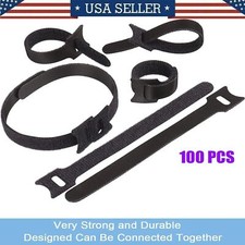 100 Pcs Reusable Hook and Loop Cable Ties for Neat Cable Management