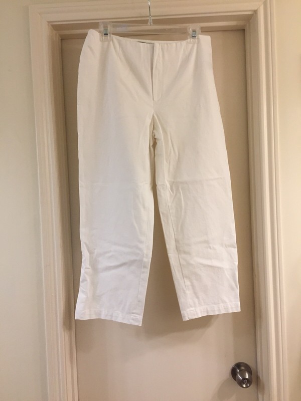 ELLEN TRACY White Slim Ankle Cotton/Spandex Pants Sz 10 EUC
