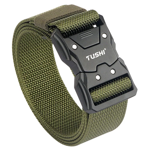 Men's Tactical Belt Hard Alloy Quick Release Buckle Soft Nylon Military Belt - Picture 10 of 38