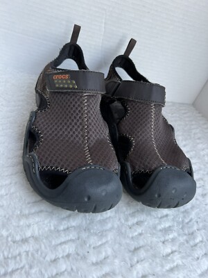 CROCS 15041 Brown SwiftWater Mesh Fisherman Deck Sandals