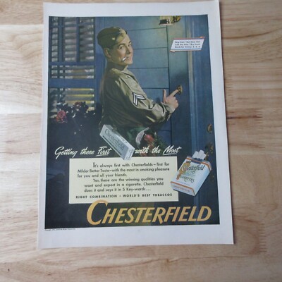 1946 Print Sales AD Advertisement Chesterfield Cigarettes Tobacco ABC 10x14 Orig