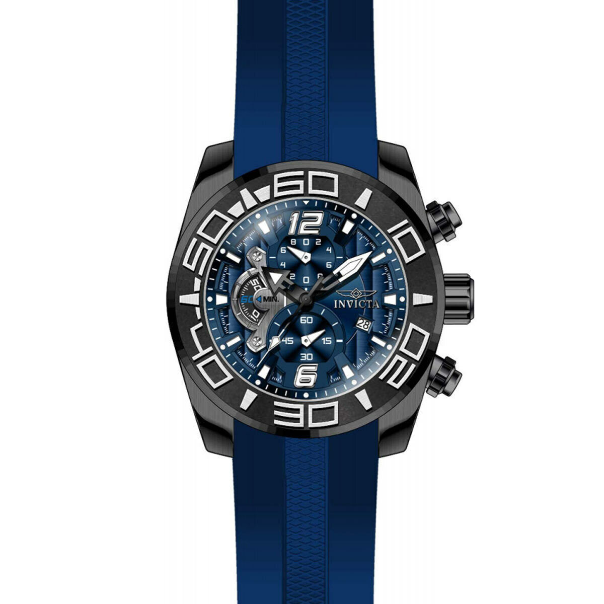 Invicta Pro Diver 55mm Black Stainless Steel Case with Blue Silicone ...