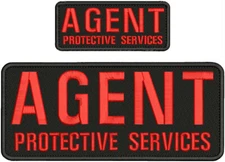 AGENT P S EMB PATCH  4x10 & 2X5  VELCR@ ON BACK  BLACK RED ON BLACK