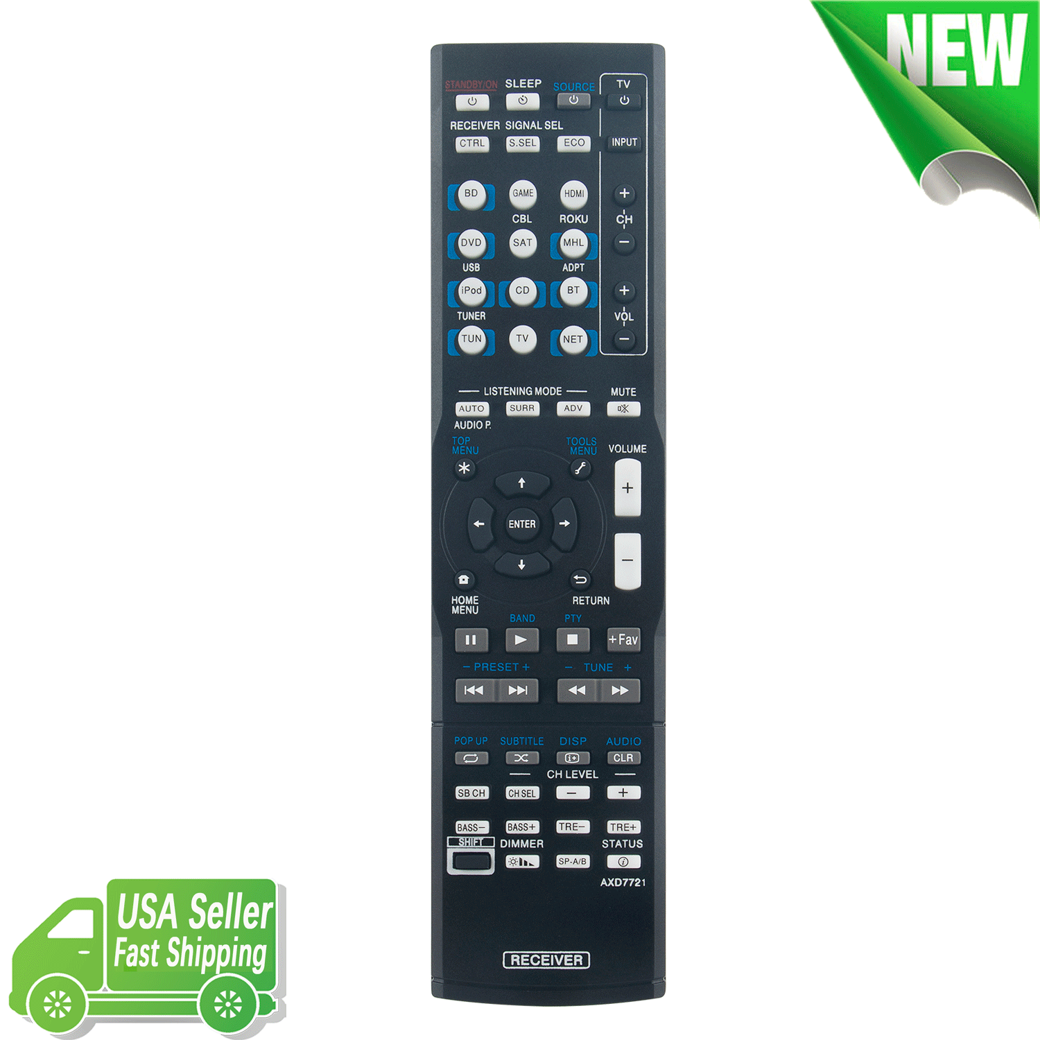 New AXD7721 Replacement Remote Control for Pioneer AV Receiver VSX-824-K VSX-44