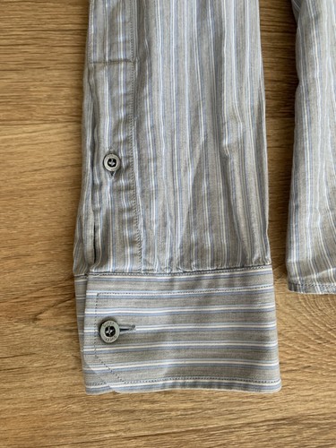 Camisa Gucci Para Hombre Calce Ajustado Manga Larga Rayas Gris Azul Claro Talla 16.5" EU 42 - Imagen 12 de 19