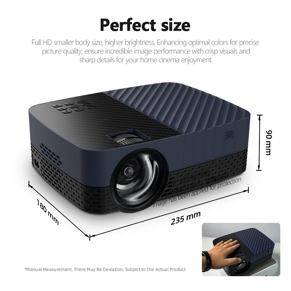 2022 Projector Full HD 1080P LED Theater Smart TV MINI Beamer Mobile 4K Video - Image 3 of 4