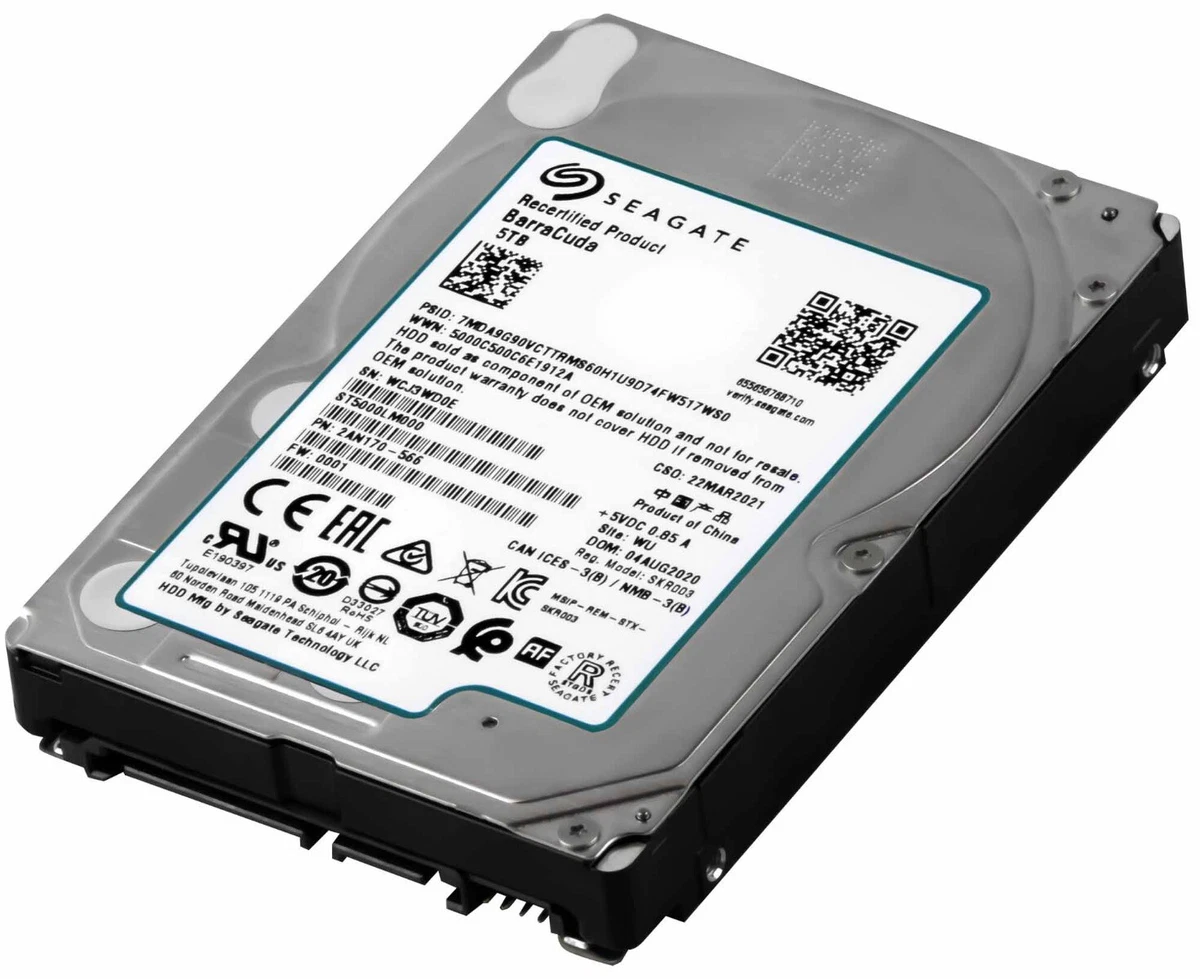  Seagate BarraCuda ST5000LM000 5TB 128MB Cache SATA  6.0Gb/s 2.5 Internal Hard Drive (for Computer Desktop PC or Tivo) - 2 Year  Warranty