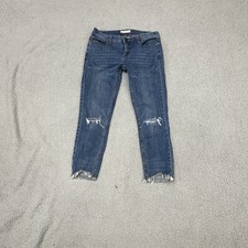 Free People We The Free Jeans Womens Size 28 Blue Distressed Med Rise Denim