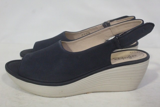 clarks nubuck leather perforated wedges