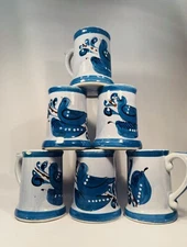 Six Lovely Tonala Mugs, Large. 16 Ounces. Good Condition, Artist Signed!
