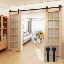 Sliding Barn Door Hardware Kit 4'-20' Track System for Single/Double Wood Doors